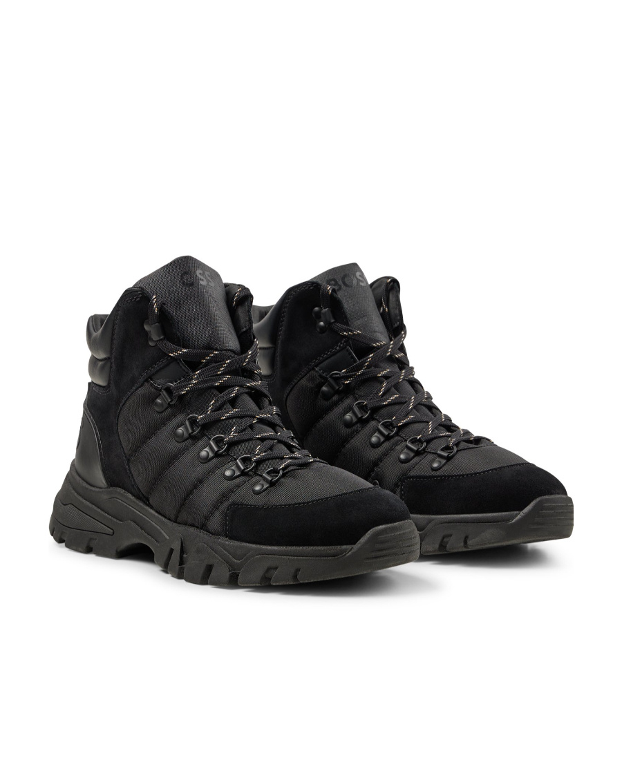 Hugo Boss Lace-up Ankle Boots In Black