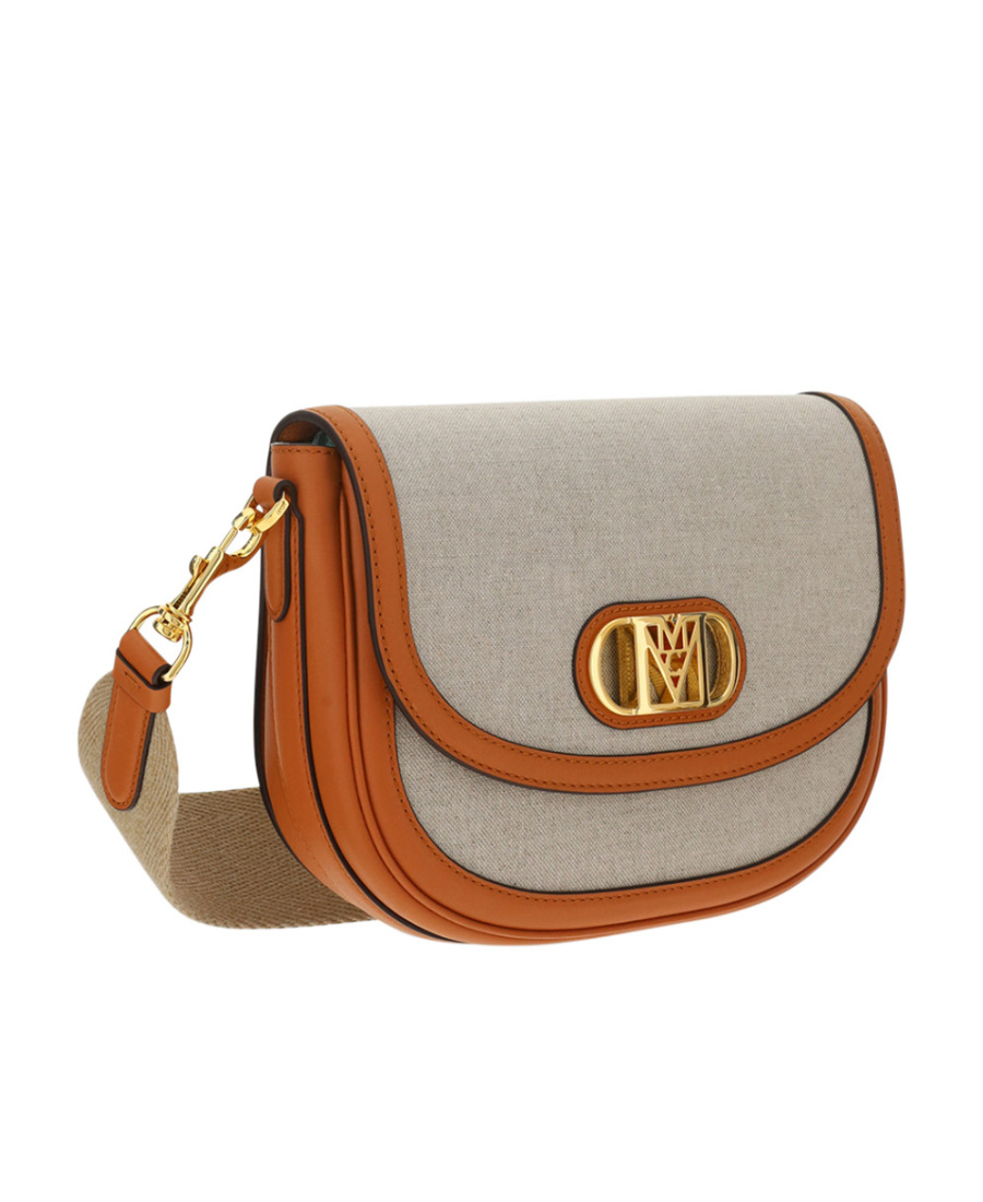 Mcm Mode Travia Logo Plaque Small Crossbody Bag In Nude