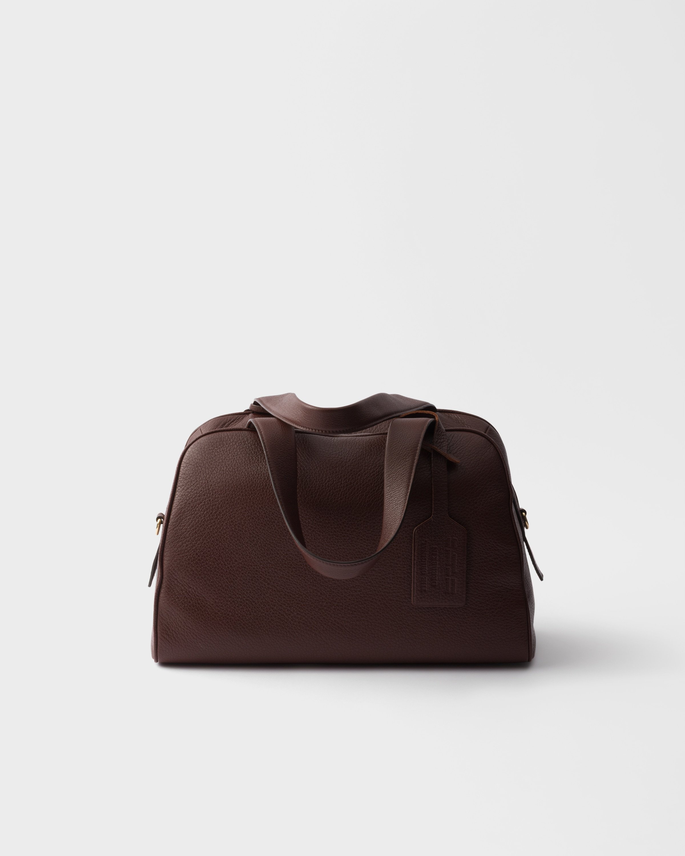 Prada Logo-printed Zipped Tote Bag In Brown