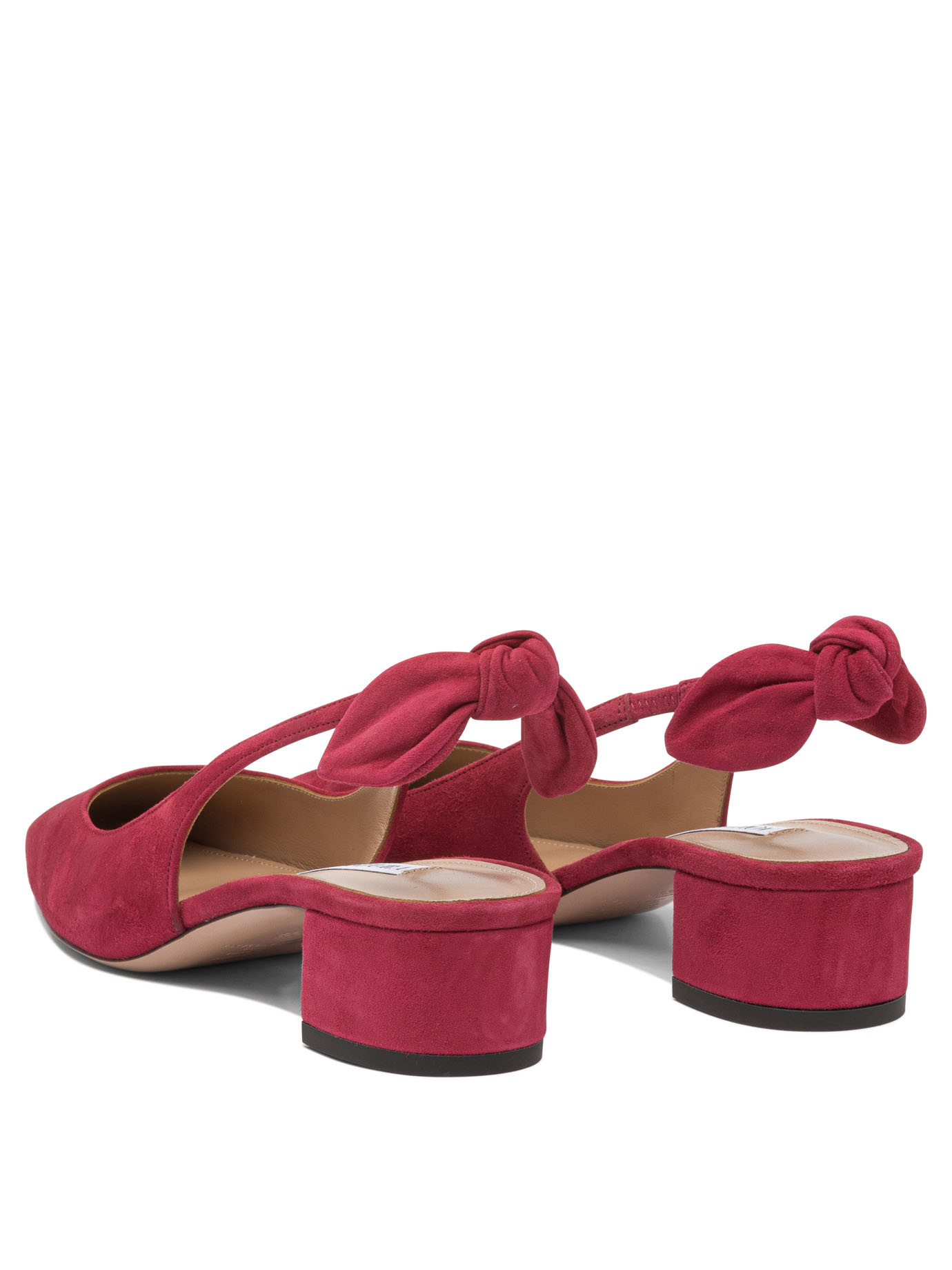 Aquazzura Very Bow Tie 35 Suede Slingback Pumps In Red