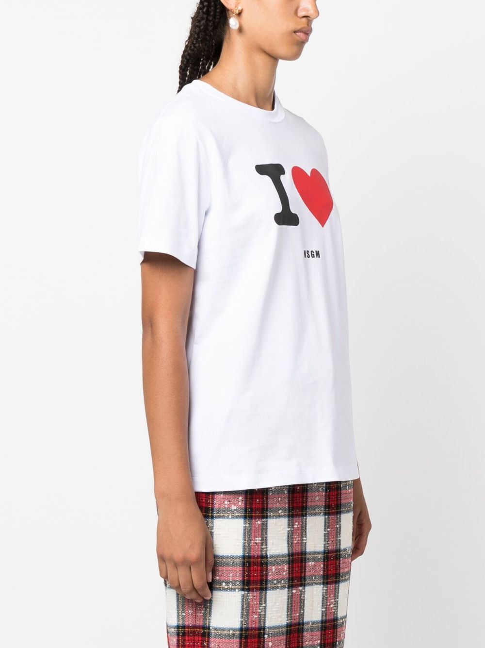 Msgm Logo-flocked Cotton T-shirt In White