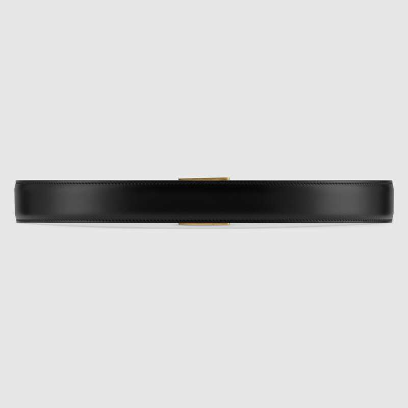 Gucci Leather Belt With Web In Black