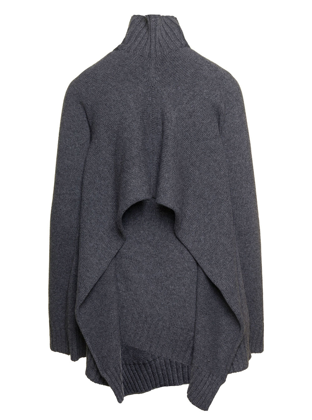Jil Sander Grey Two-piece Sweater With High-neck In Wool Woman In Black