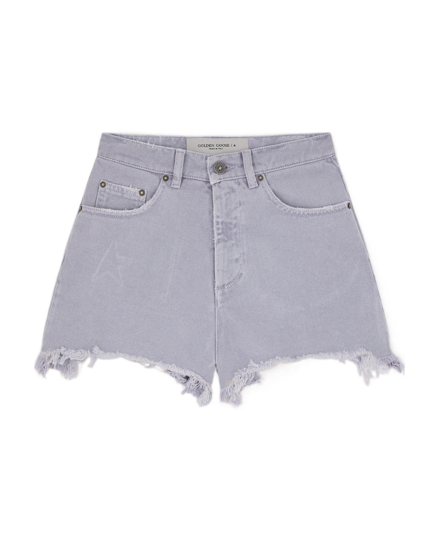 Golden Goose Ripped-hem High-waisted Shorts In Gray