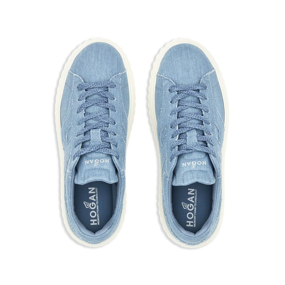 Hogan H Stripes Jeans Fabric Sneakers In Blue