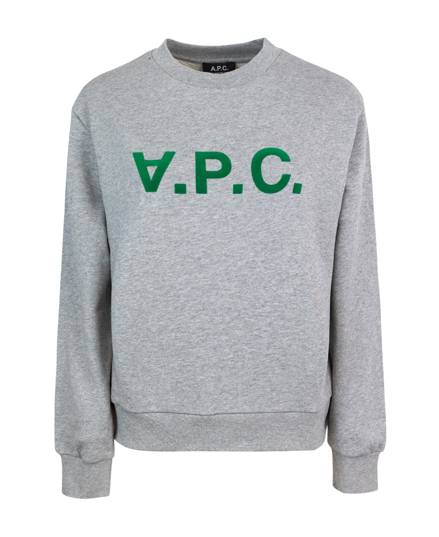 Apc Flocked-logo Cotton Jumper In Gray