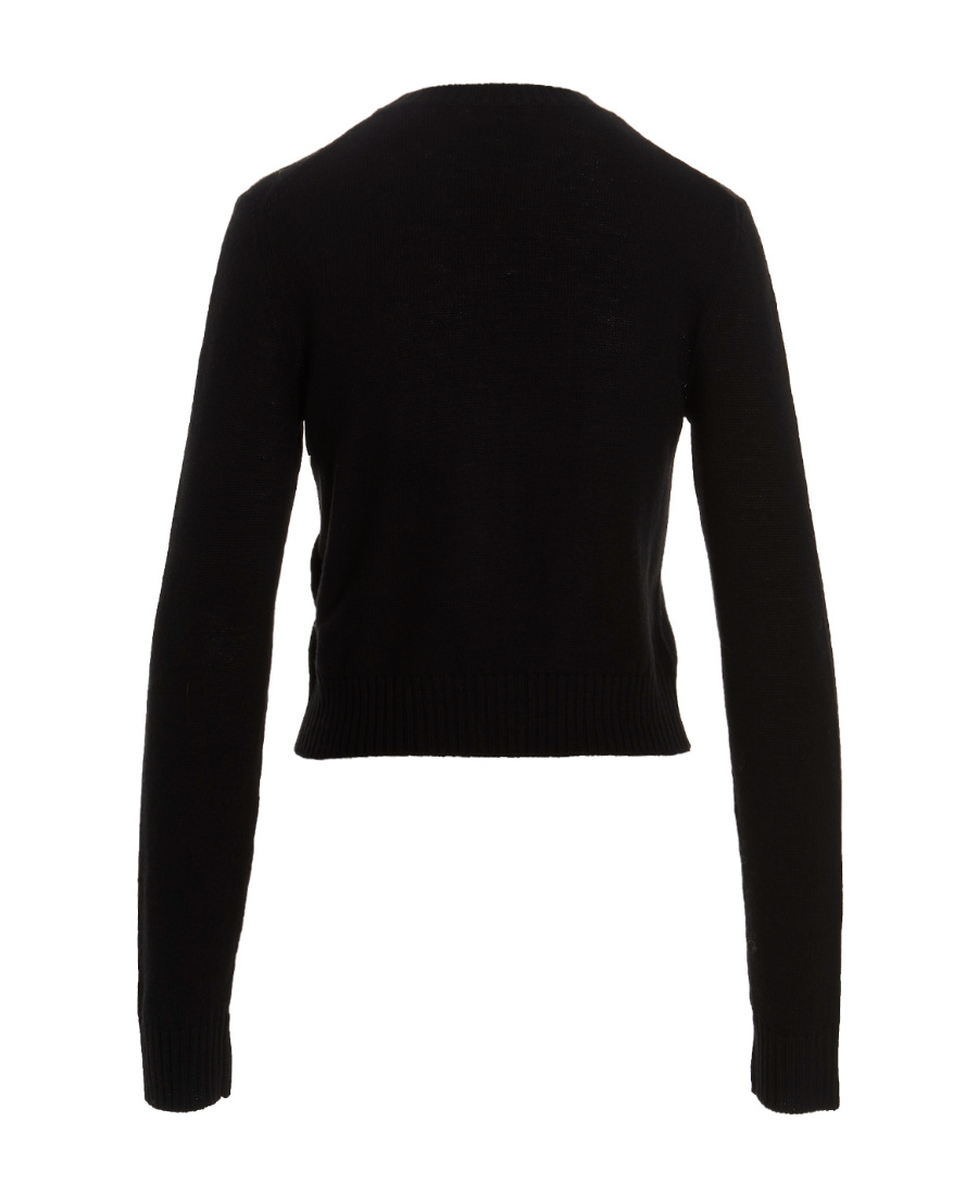 Jil Sander Fitted Black Wool Sweater With Crew Neckline In Black