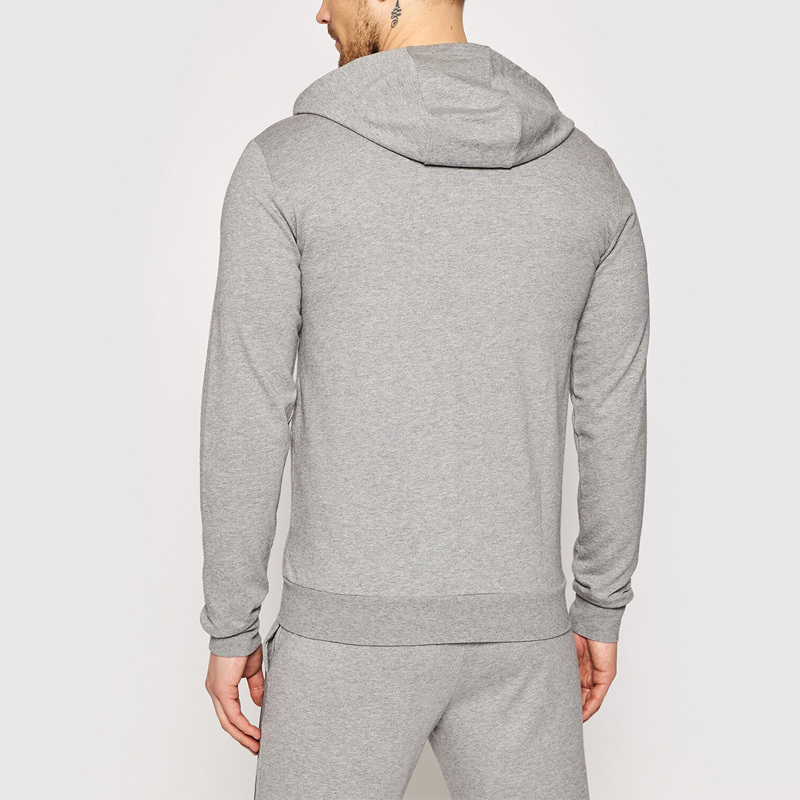 Ea7 Logo Hooded Casual Jacket In Gray