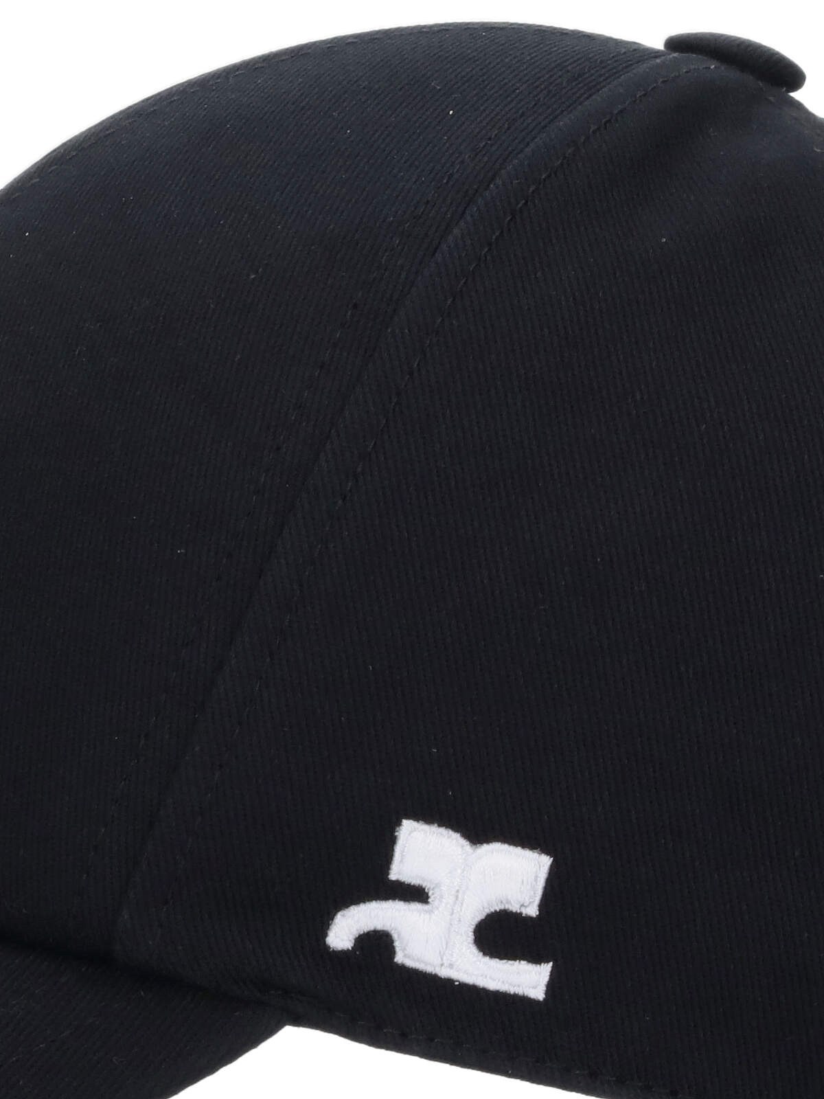 Shop Courrèges Embroidered Cotton Cap In Black