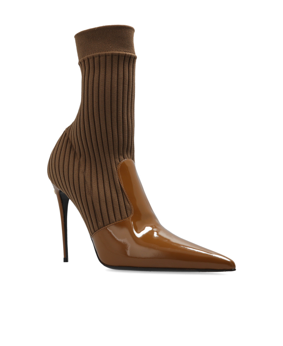 Dolce & Gabbana 105mm Pointed-toe Ankle Boots In Brown