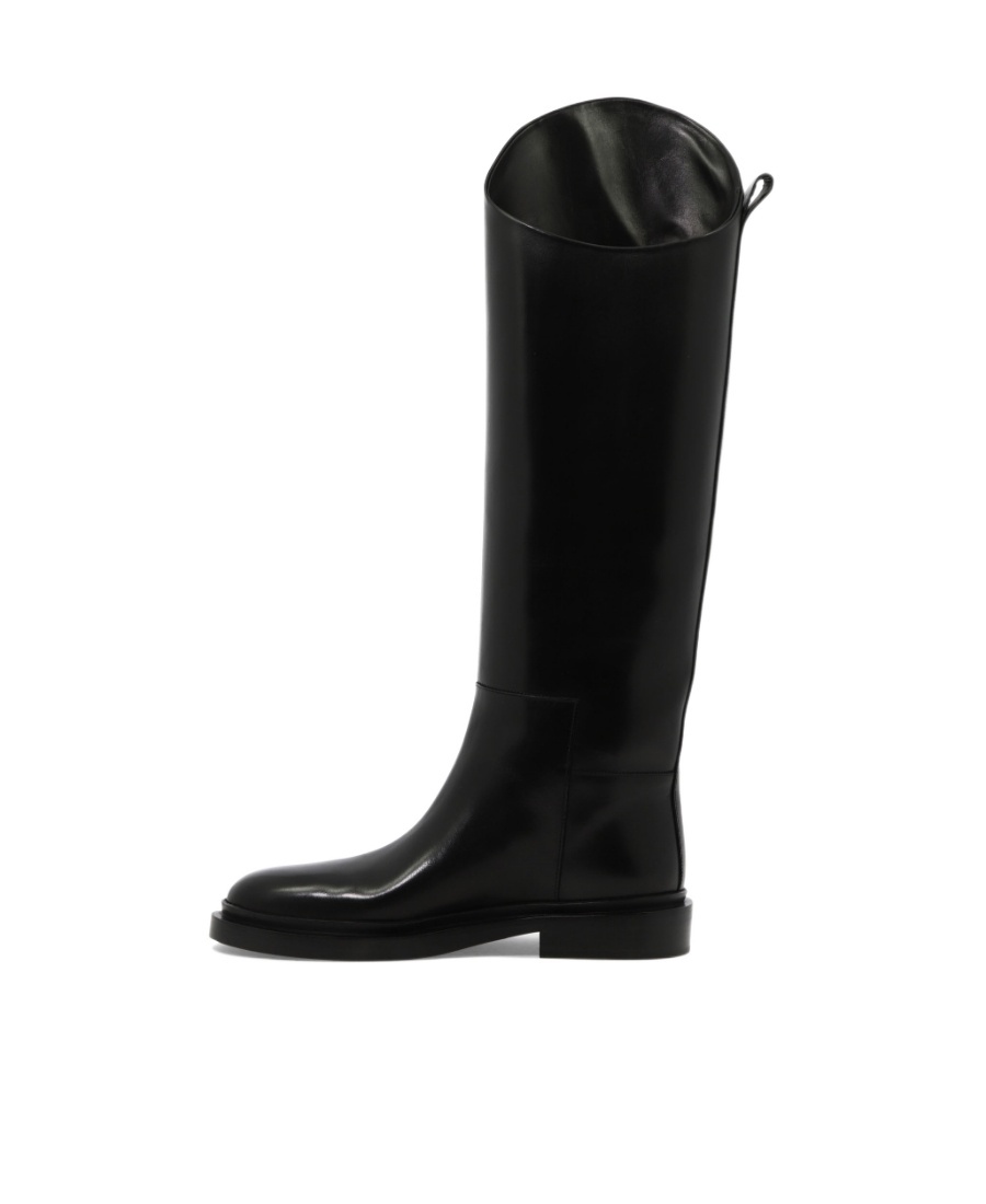 Jil Sander Calf-length Leather Boots In Black