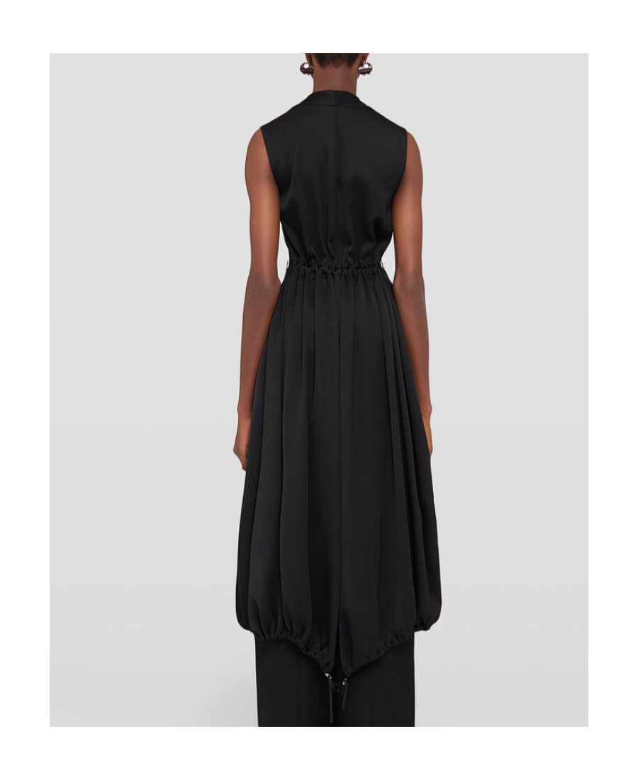 Jil Sander Pleated Fitted Dress In Black