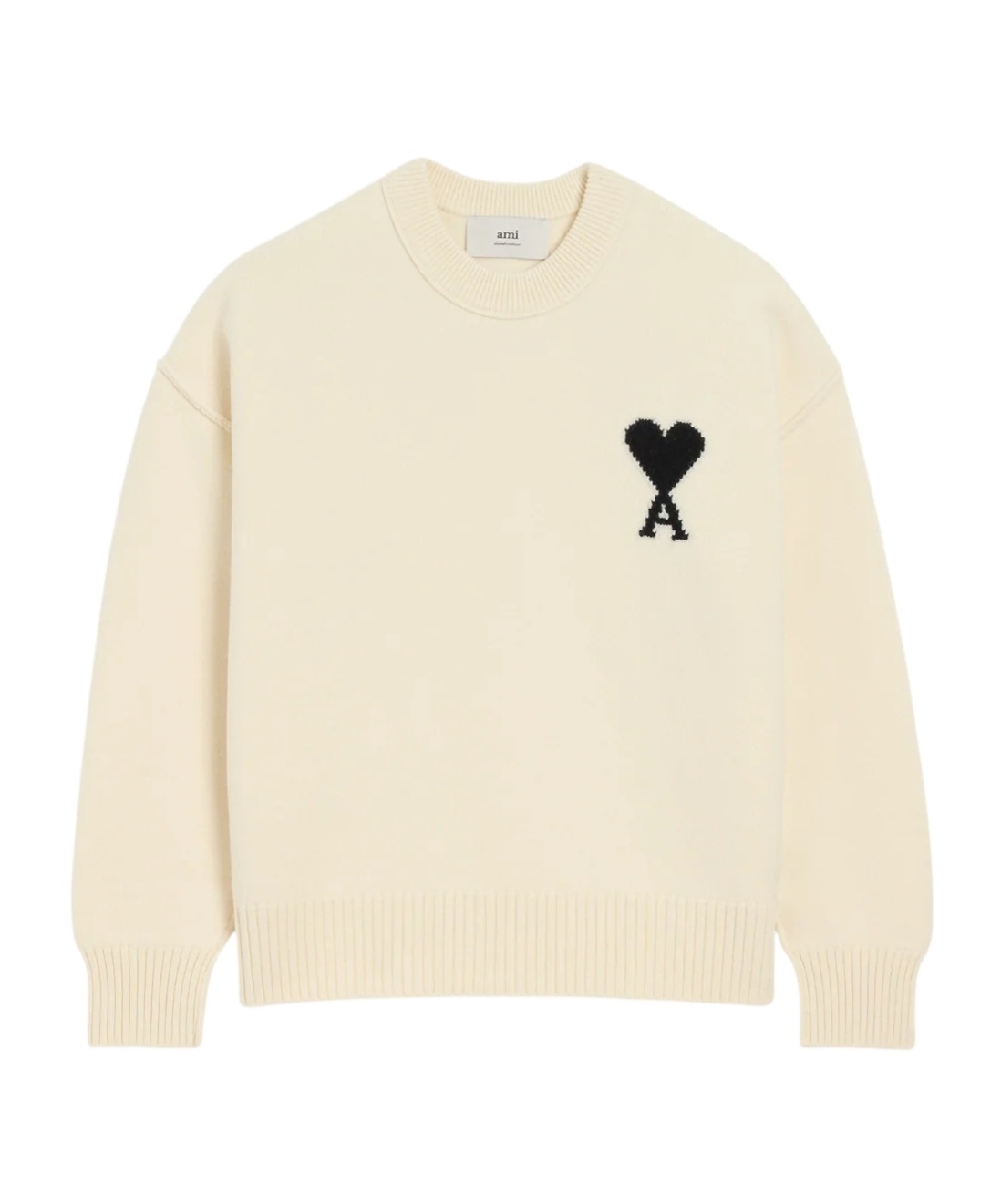 Ami Alexandre Mattiussi Ami Paris White Ami De Coeur Sweater Men In Neutral