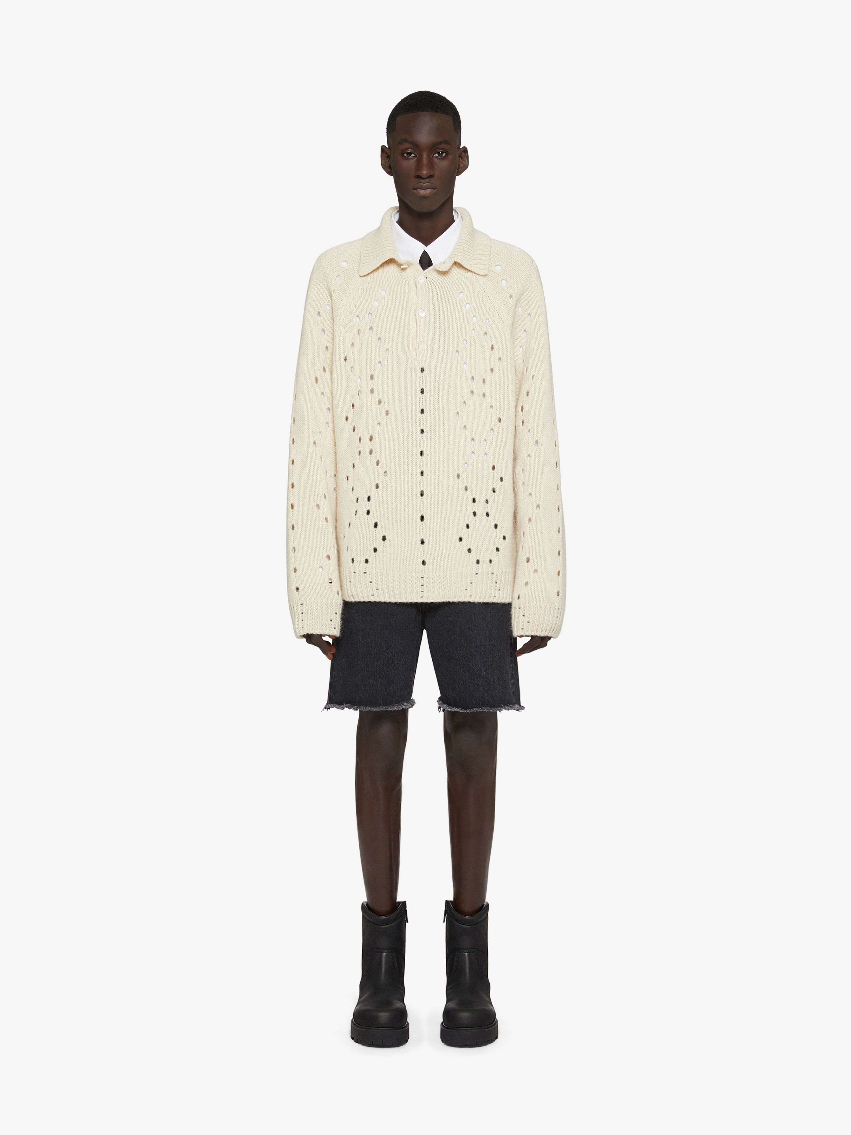 Givenchy Ribbed Collar Knit Sweater In White