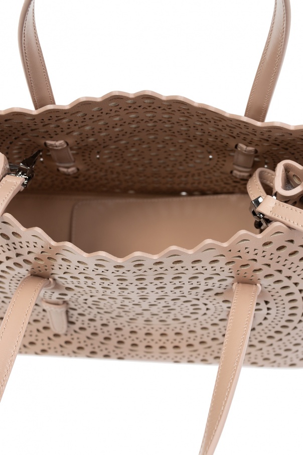 Alaïa Alaia Sable Mina 32 Laser-cut Leather Tote Bag In Nude