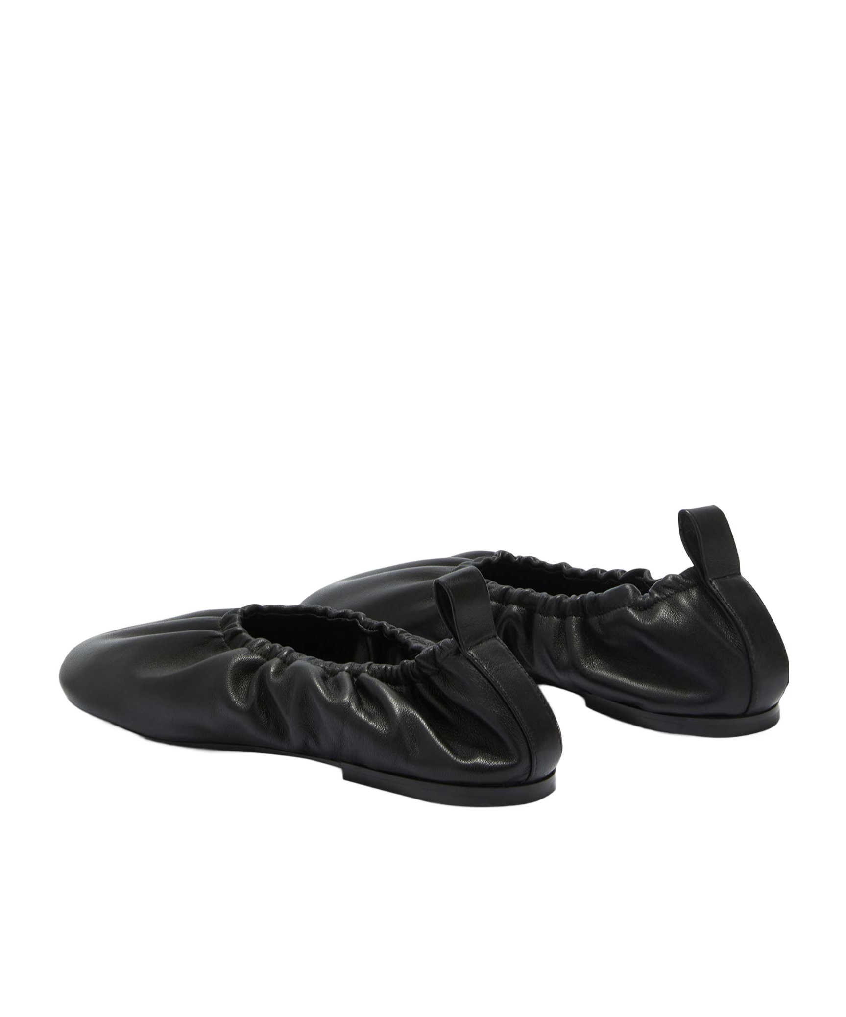 Jil Sander Gathered-detail Leather Ballerina Shoes In Black