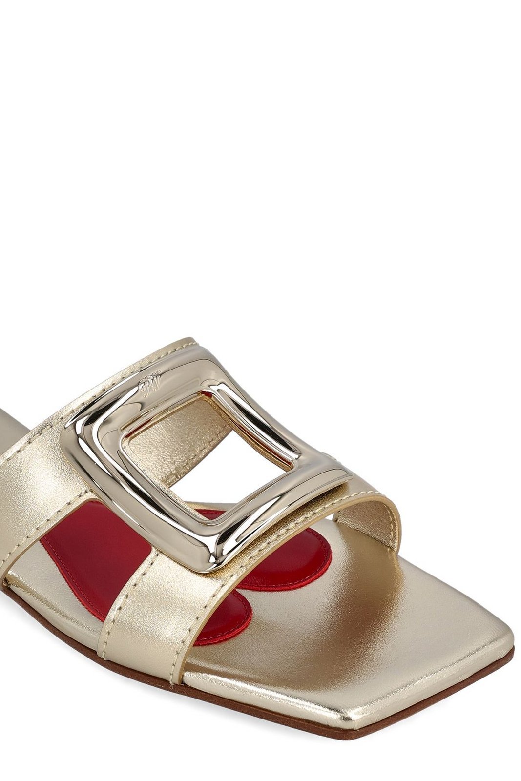 Roger Vivier Viv' By The Sea Metallic Leather Mules In Nude