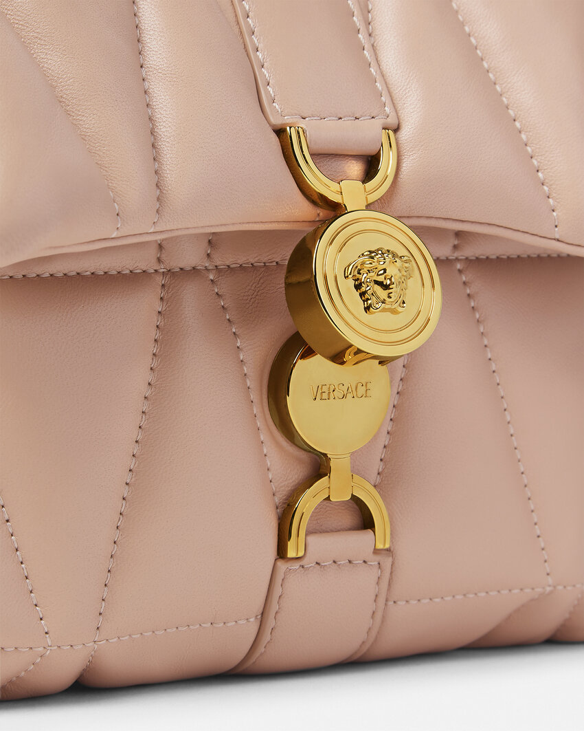 Versace Leather Shoulder Bag In Nude