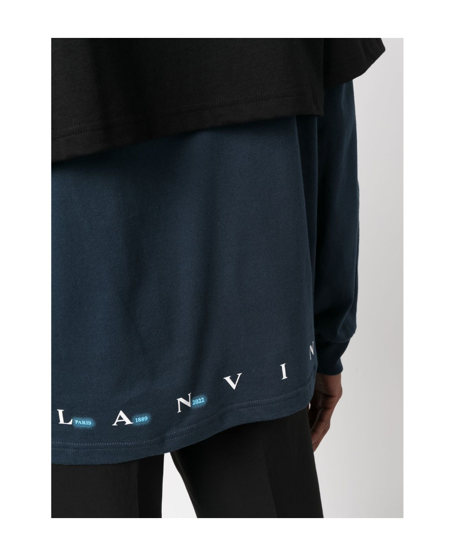 Lanvin Sci-fi Print Layered Hoodie In Black