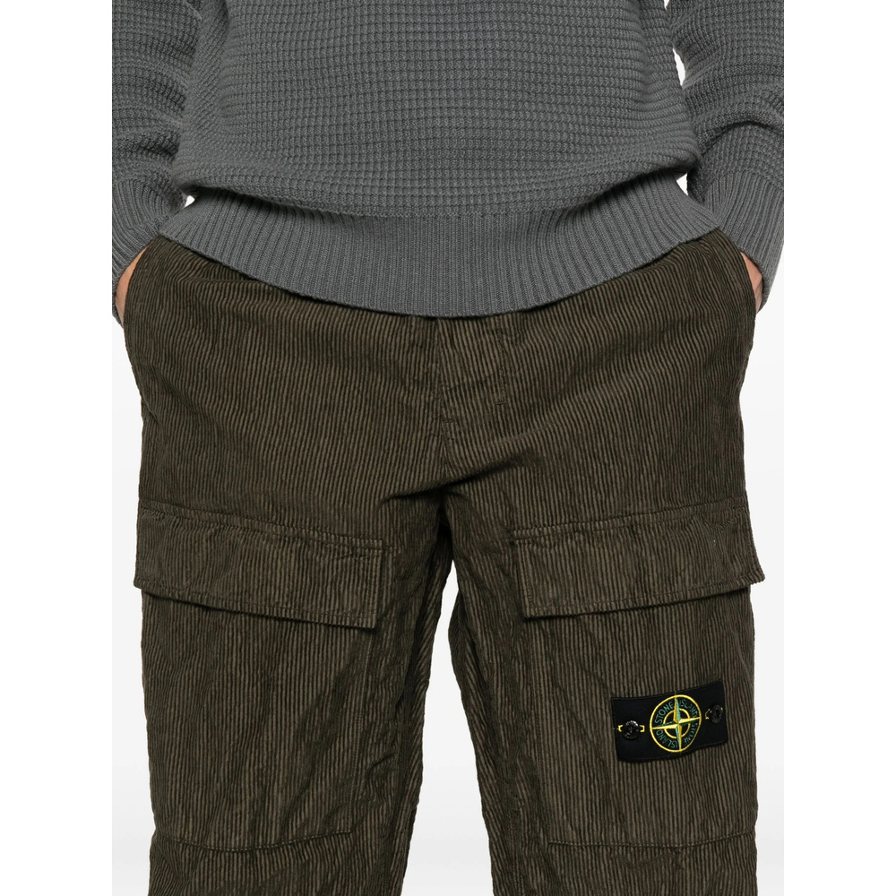 Stone Island Wrinkled Corduroy Straight-leg Trousers In Brown
