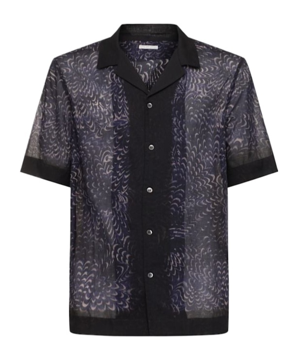Dries Van Noten Short-sleeved Shirt With Unique Swirling Pattern In Blue