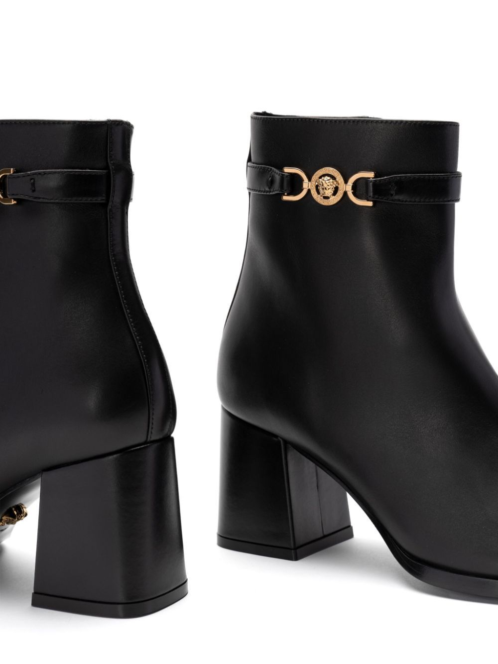 Versace Smooth Calf Leather Ankle Boots In Animal Print