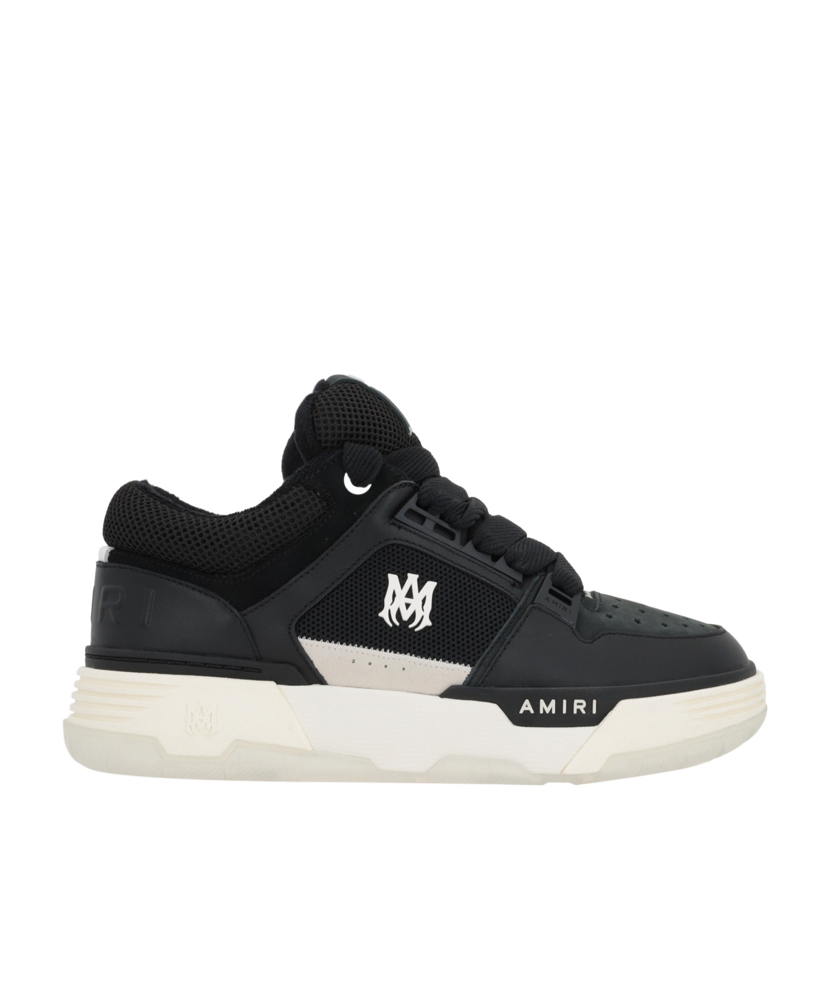 Amiri Black Low Top Sneakers With Logo Detail In Tech Fabric And Leather Man In Black