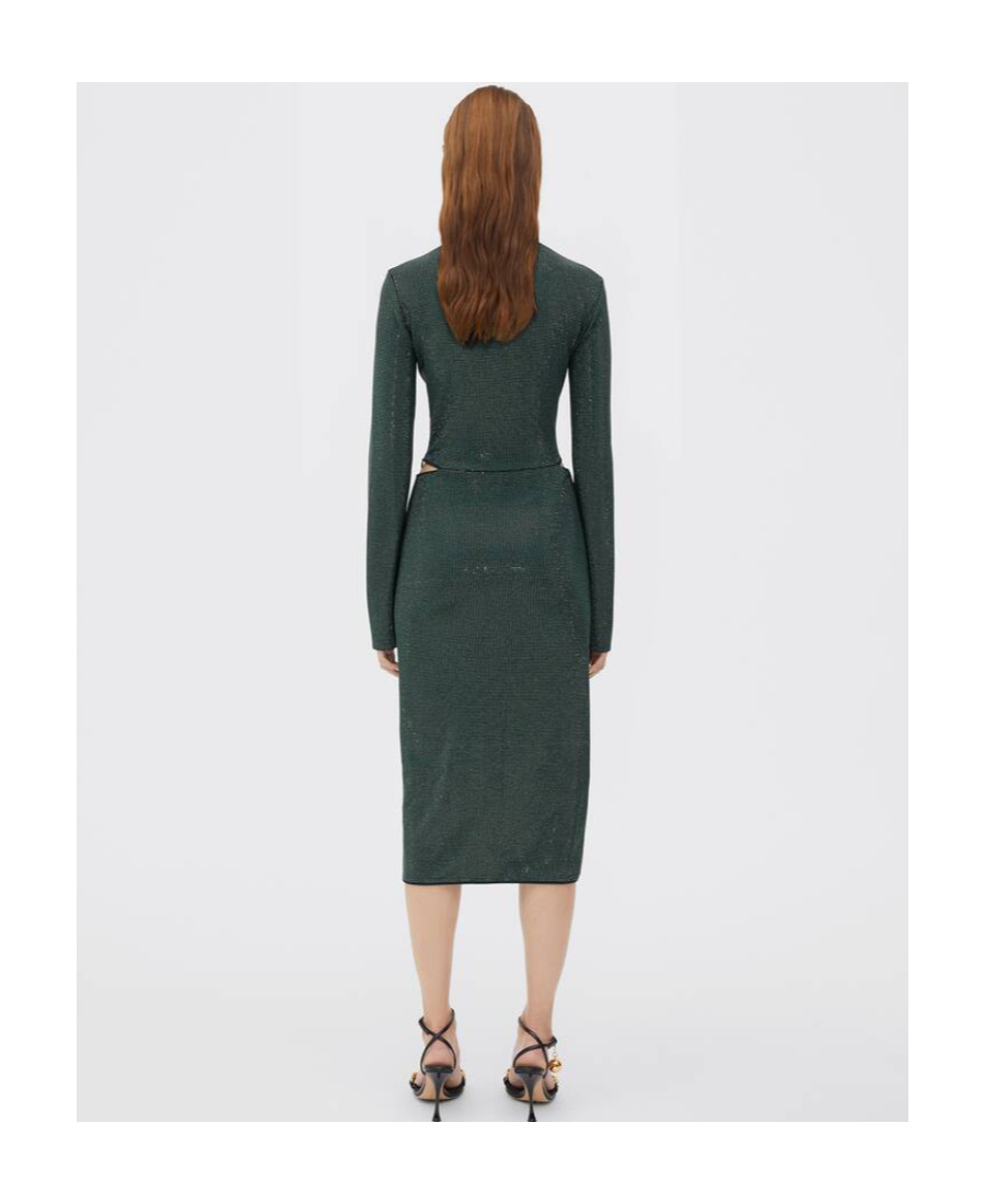 Bottega Veneta Long-sleeved Dress Decorated With Logo Rivets In Black