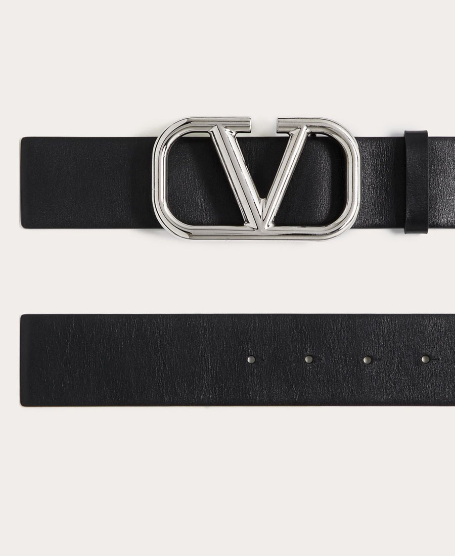 Valentino Garavani Vlogo Signature Belt In Shiny Calfskin 30 Mm In Nude