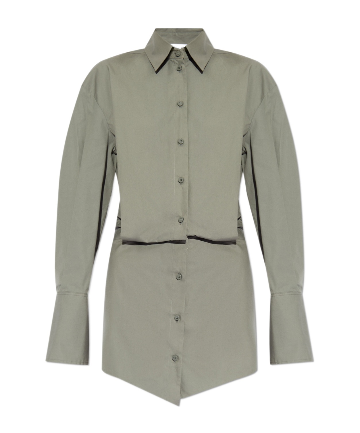 Attico Silvye Shirt Minidress In Gray