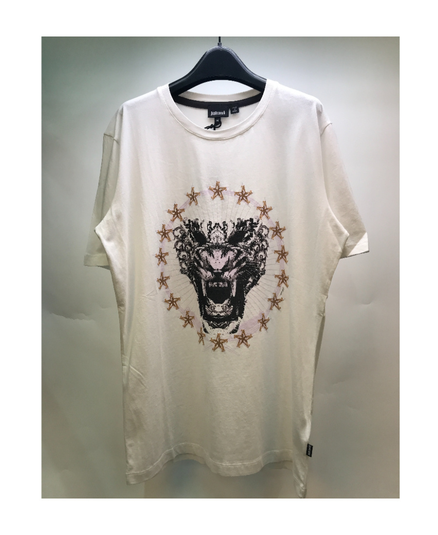 Just Cavalli Printed Round-necked T-shirt In Nude