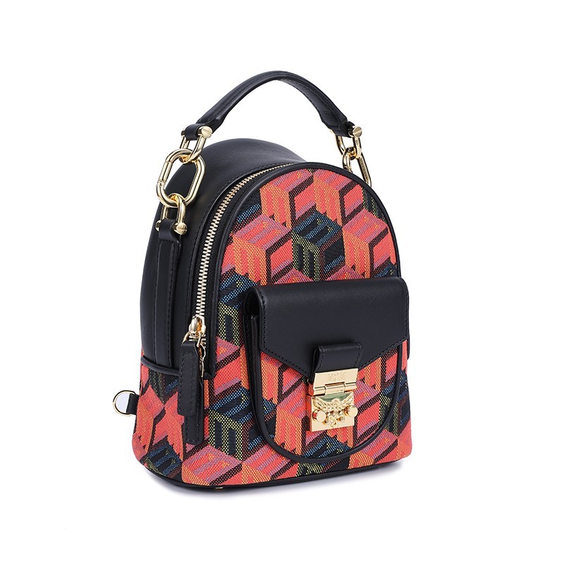 Mcm Patricia Cubic-monogram Backpack In Black