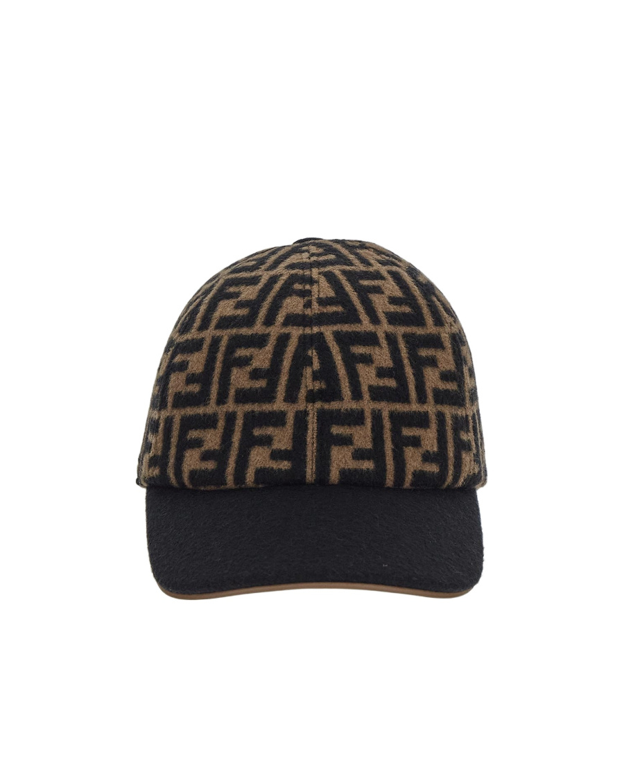 Fendi Ff-pattern Jacquard Wool Cap In Black