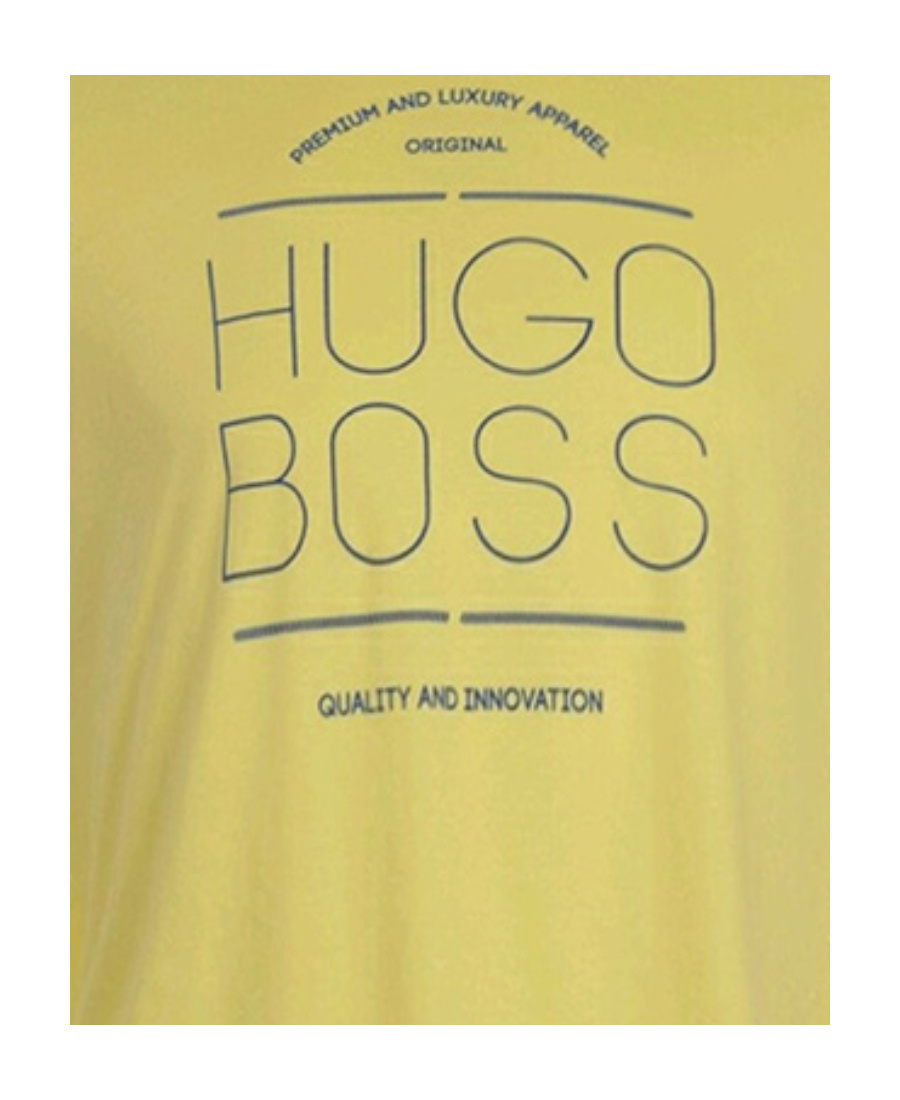 Hugo Boss T-shirt With Round Neck And Short Sleeves In Yellow