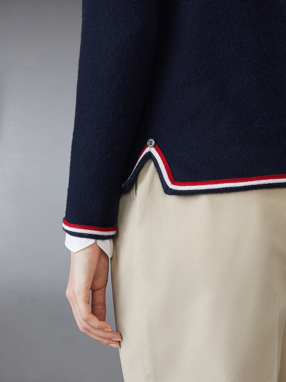 Shop Thom Browne Rwb-stripe Cashmere Jumper In Black