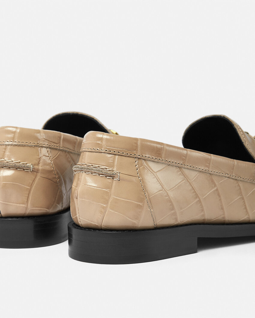 Versace Medusa 95 Embossed Slip-on Loafers In Nude