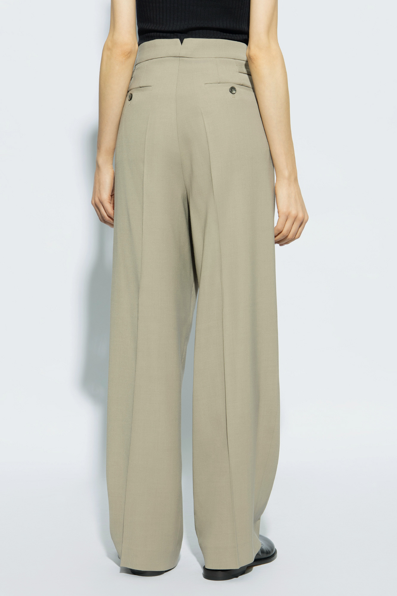 Ami Alexandre Mattiussi Ami High Waisted Straight Leg Pants In Nude