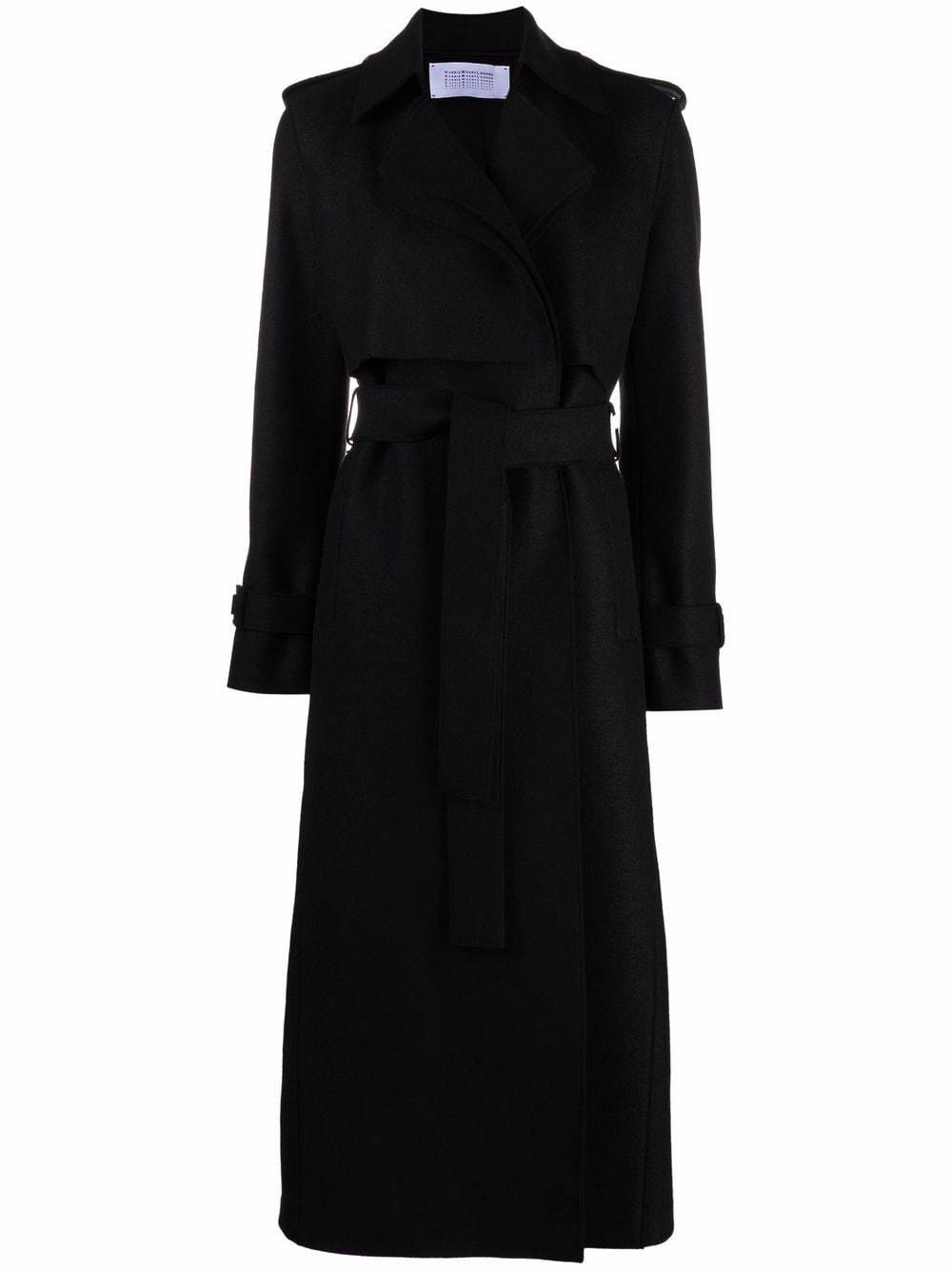 Shop Harris Wharf London Long Belted Trench Coat In Black