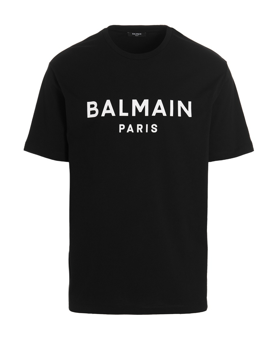Balmain Cotton Jersey T-shirt With Logo Print And Classic Fit In Black