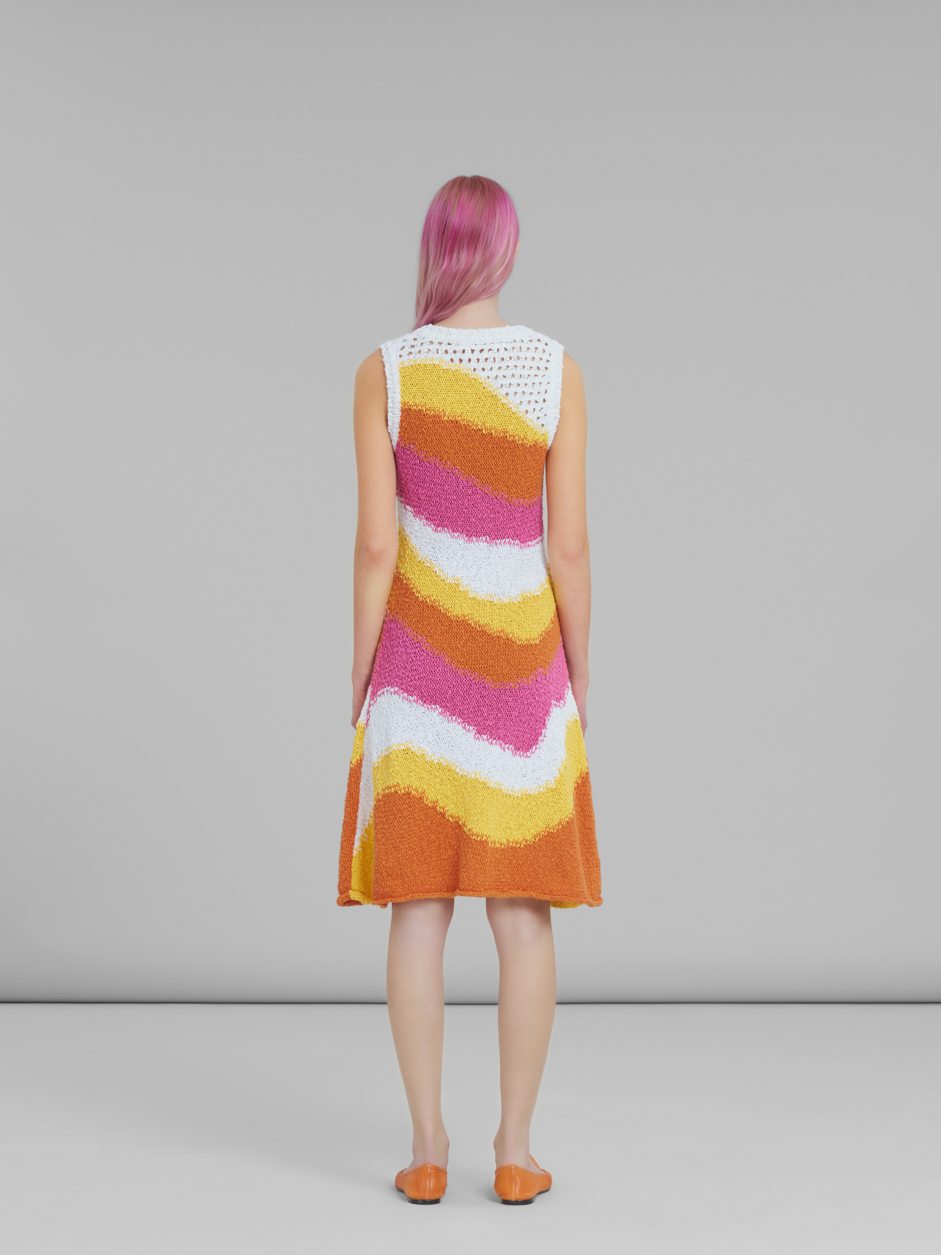 Marni Wavy Crochet Knit Sleeveless Dress In Multicolor