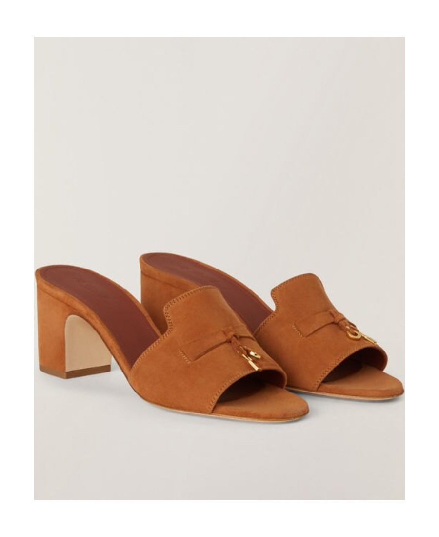 Loro Piana Suede Open-toed High-heeled Sandals In Brown