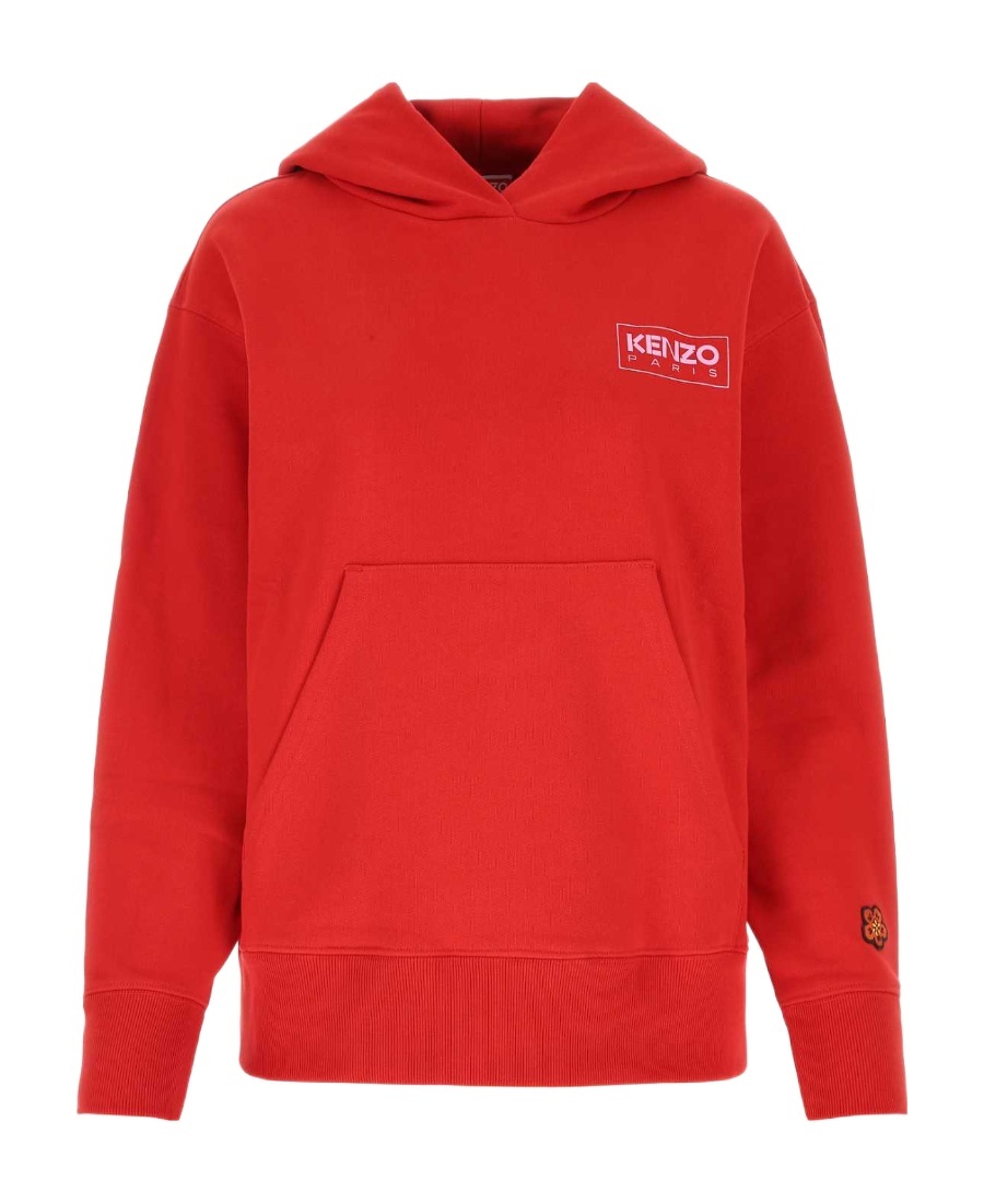 Kenzo Chest Logo-print Detail Hoodie In Red