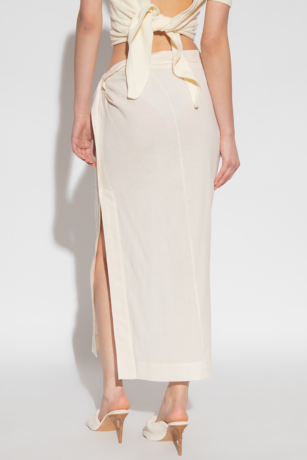 Jacquemus Woman Midi Skirt Off White Size 4 Cotton In White