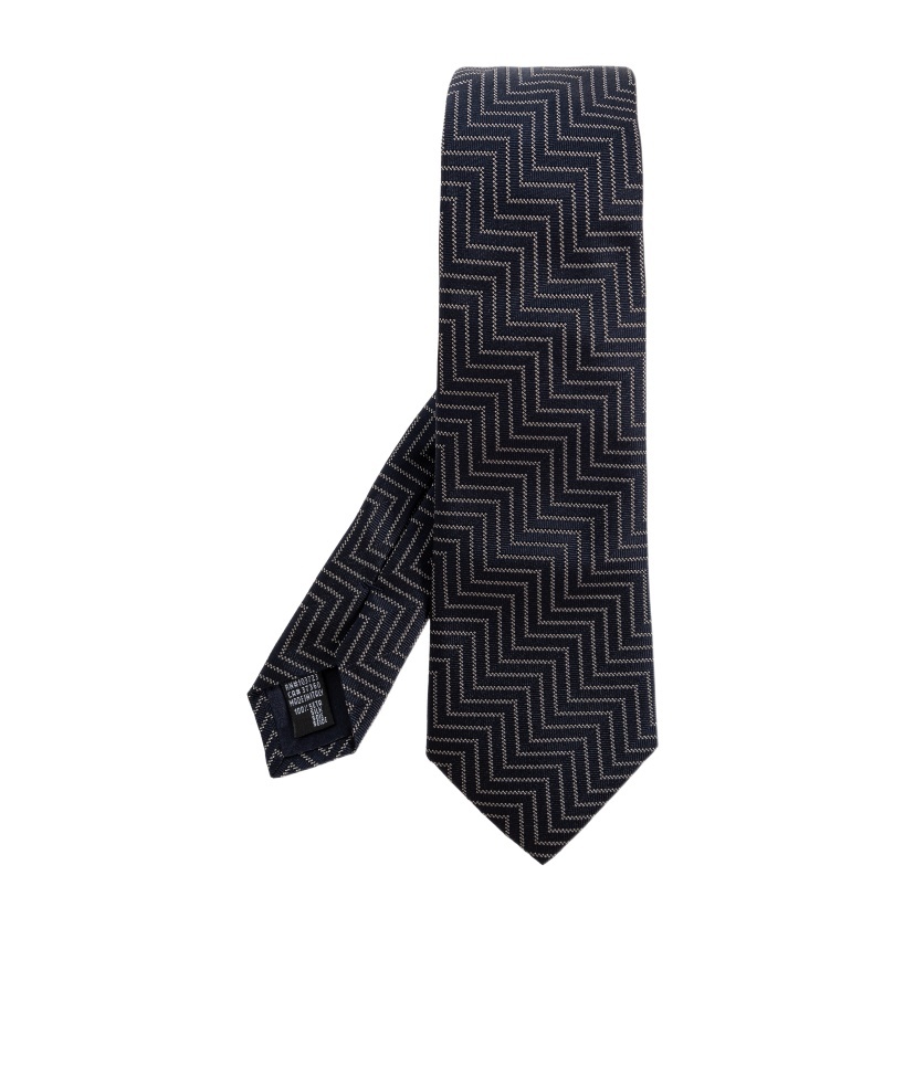Giorgio Armani Geometric-pattern Silk Tie In Blue