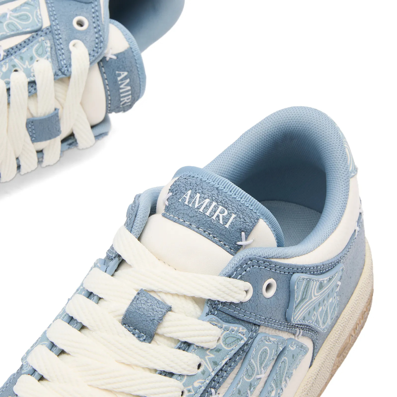 Amiri Light Blue Leather Bandana Skel Low Top Sneakers In Blue