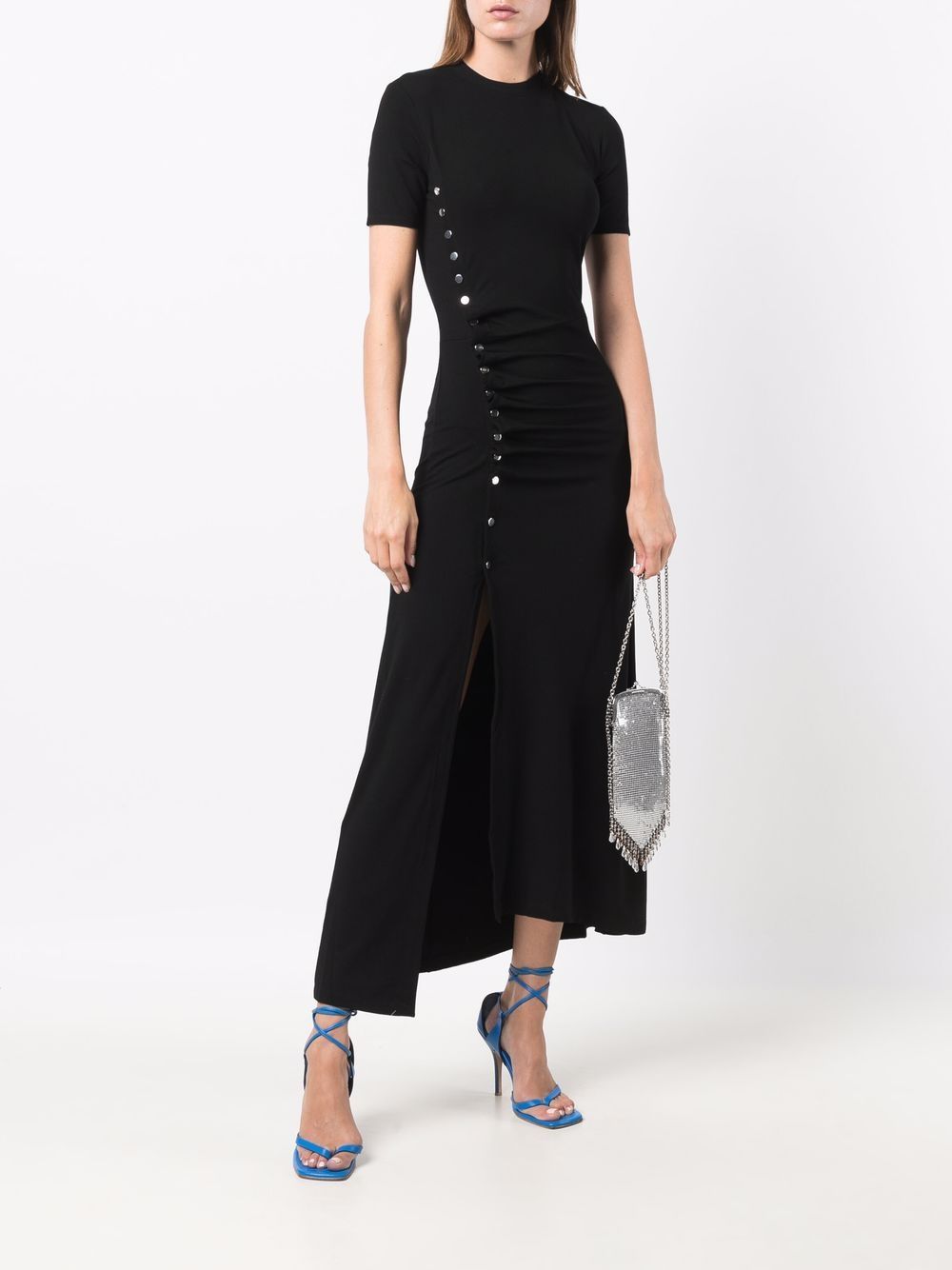 Rabanne Draped Stretch Jersey Maxi Dress In Black