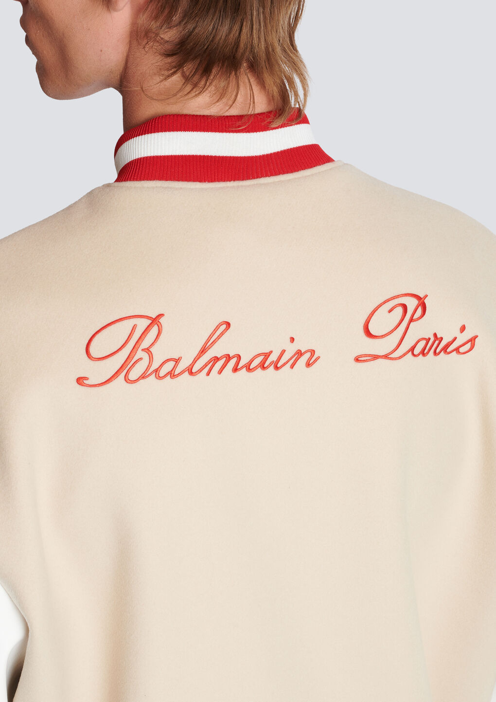Balmain Bomber Jacket With Logo Embroidery In Nude