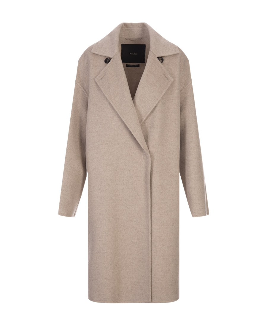 Max Mara Long-sleeved Lapel Coat In Nude