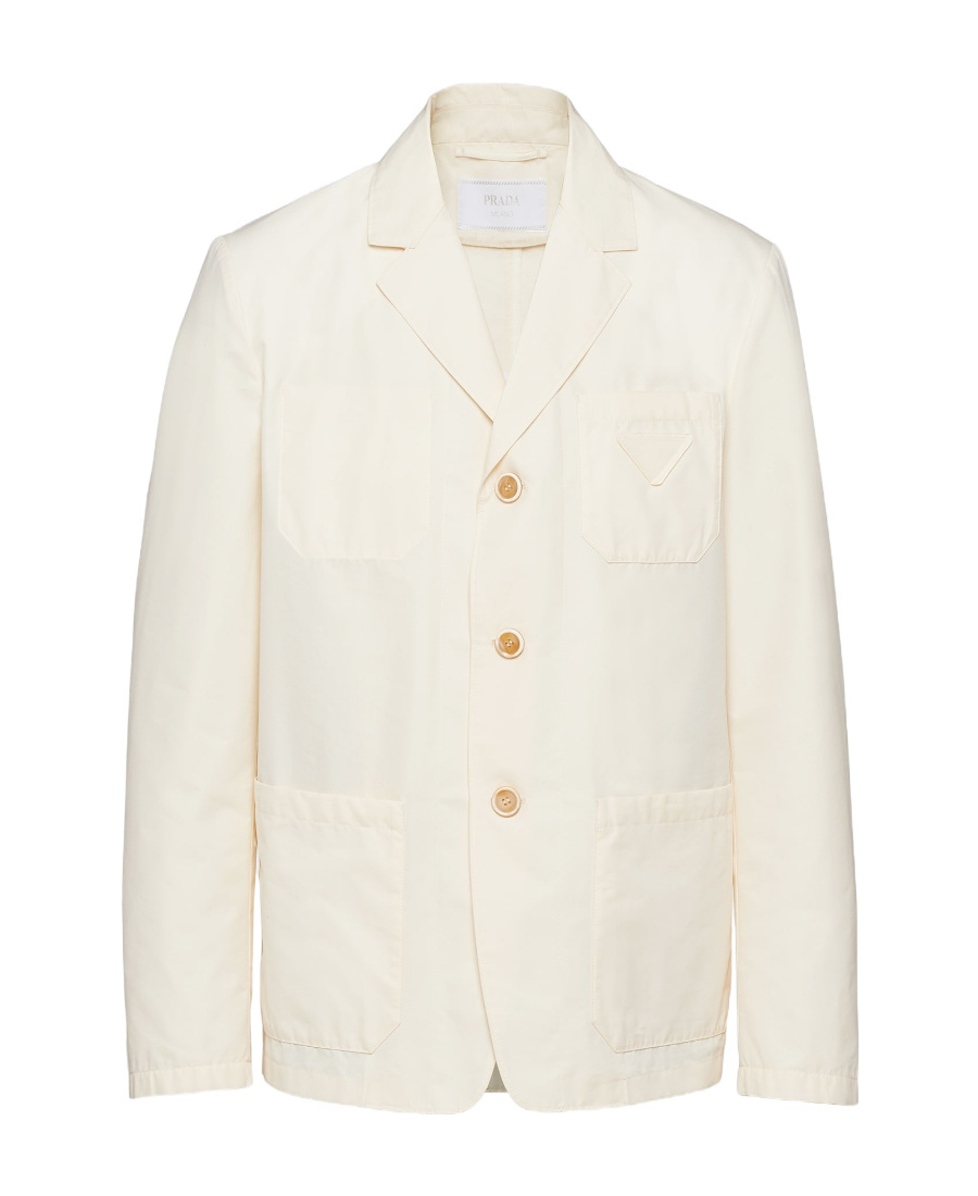 Prada Single-breasted Cotton Coat In Nude