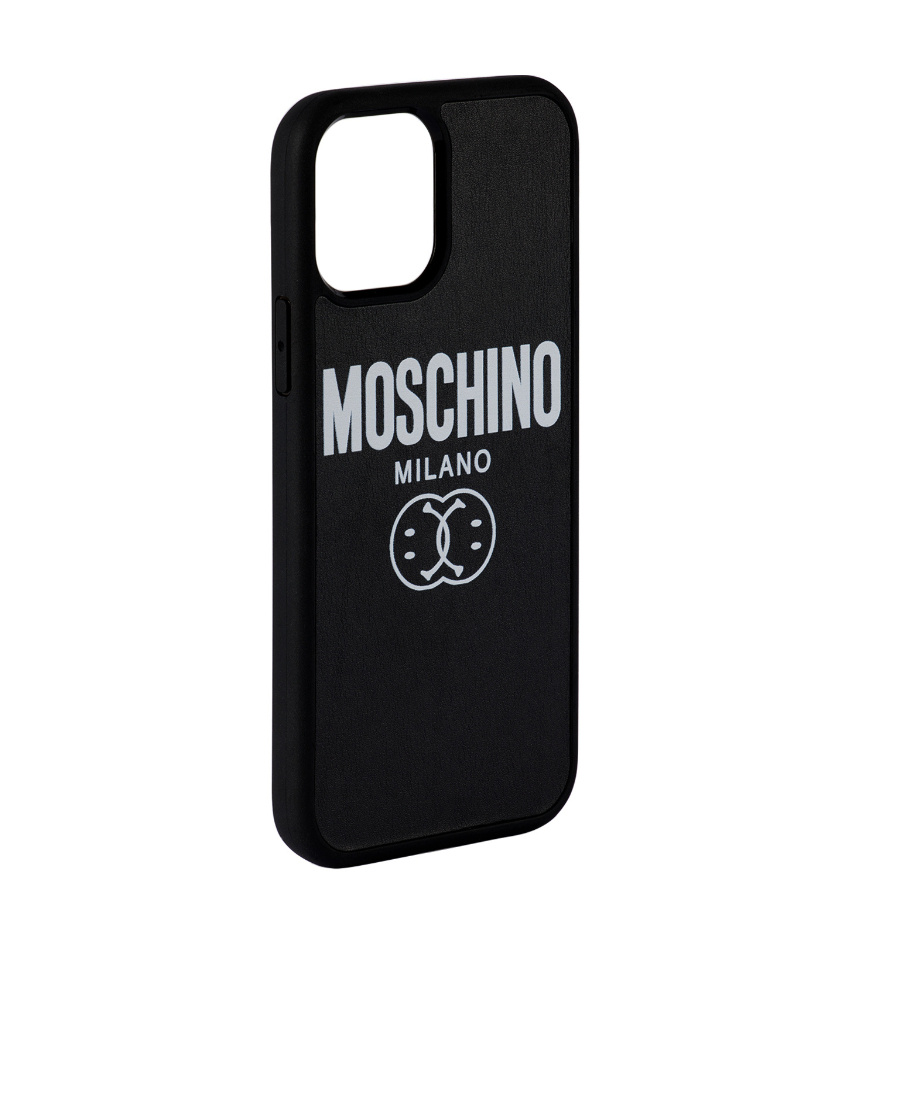 Moschino Logo Iphone 12 Pro Mobile Phone Case In Black
